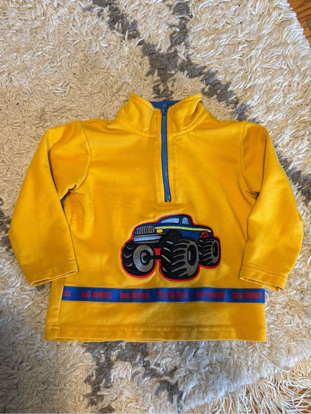 Yellow Kids Monster Truck Half-Zip Sweatshirt
